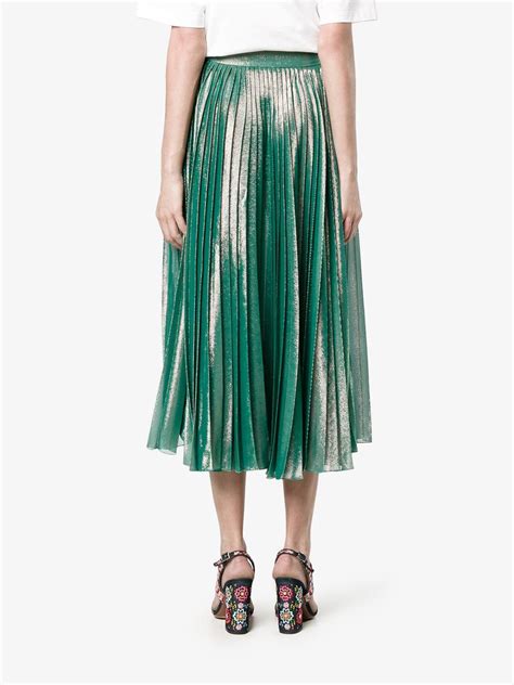 gucci metallic pleated skirt green|gucci skirts women.